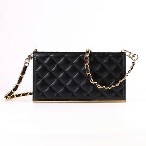 🔥SALE! Leather Quilted iPhone Crossbody Wallet, iPhone 13, Black & Gold